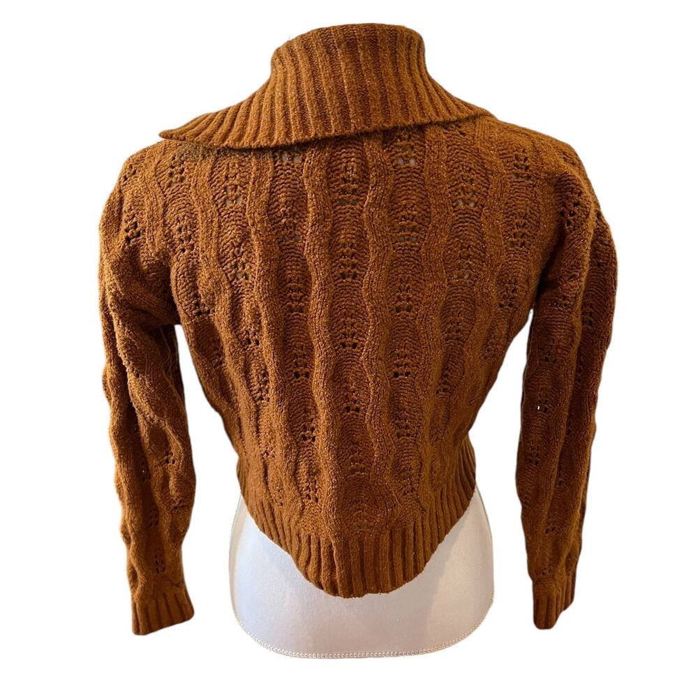 Pink Rose Soft Cropped Collared Sweater Burnt Orange Rust S - Picture 4 of 6